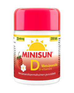 Minisun D-vitamiini Metsämansikka 20 mcg tabletti 200 kpl