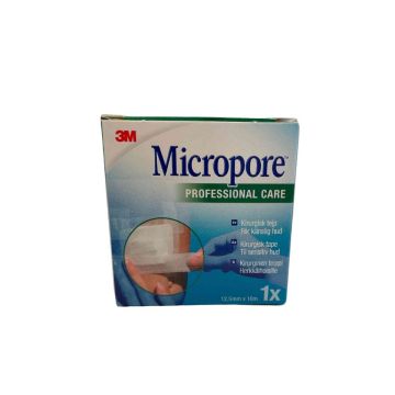 3M Micropore Valkoinen 12,5 mm x 10 m kuitukangashaavateippi 1 KPL