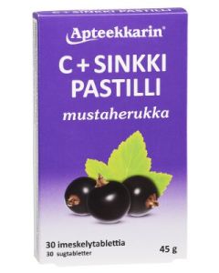 Apteekkarin C+ Sinkki mustaherukka 30 kpl