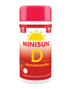 Minisun D-vitamiini Metsämansikka 50 mikrog 200 purutabl