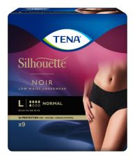 TENA SILHOUETTE NORMAL NOIR L INKOHOUSUT NAISILLE, MUSTA, MATALA VYÖTÄRÖ 9 KPL