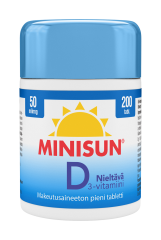 Minisun D-vitamiini Nieltävä 50 mikrog 200 tabl